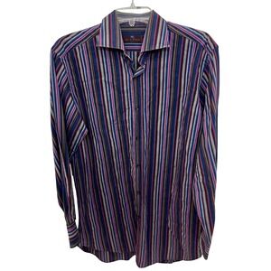 ETRO Milano Vertical Striped Long  Sleeve Button Down Shirt Made in Italy Sz 40